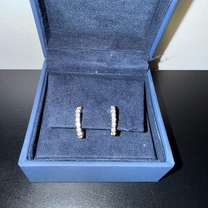 14k White Gold Diamond Hoop Earrings